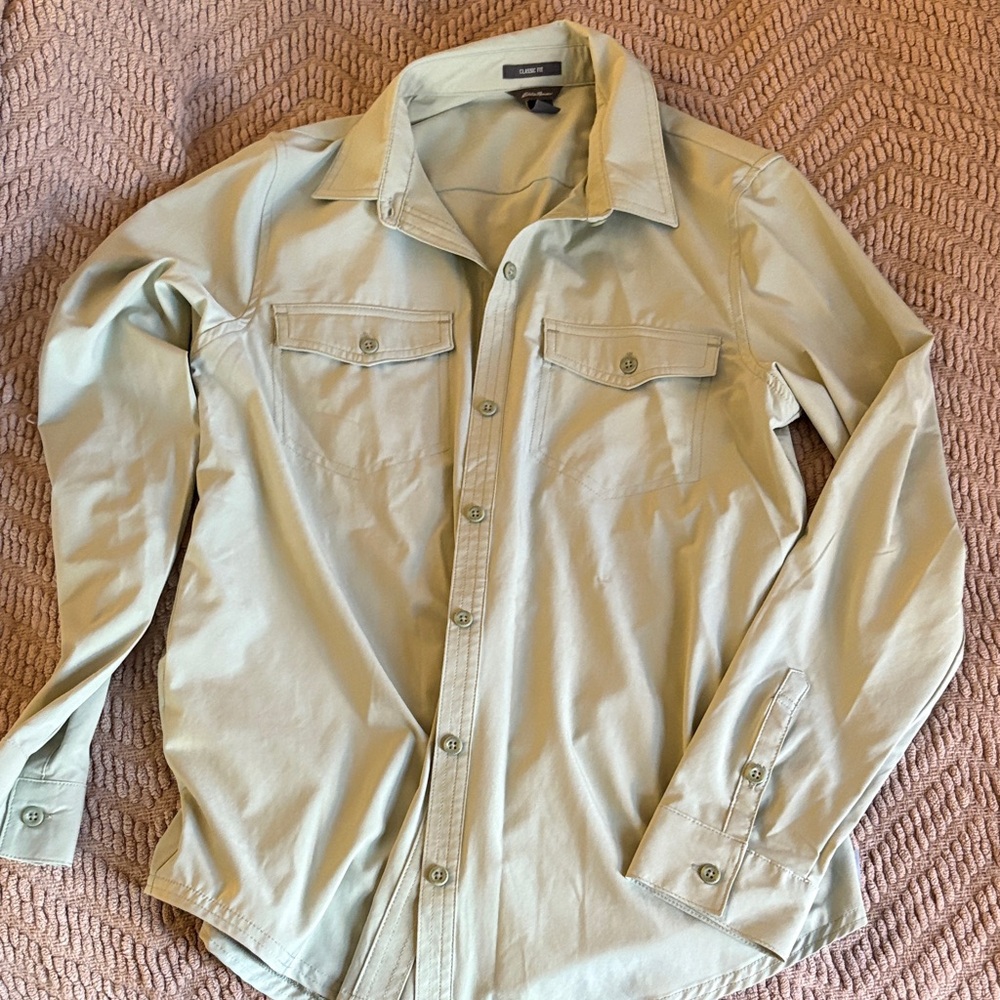 Eddie Bauer Light Green Button-Down Shirt